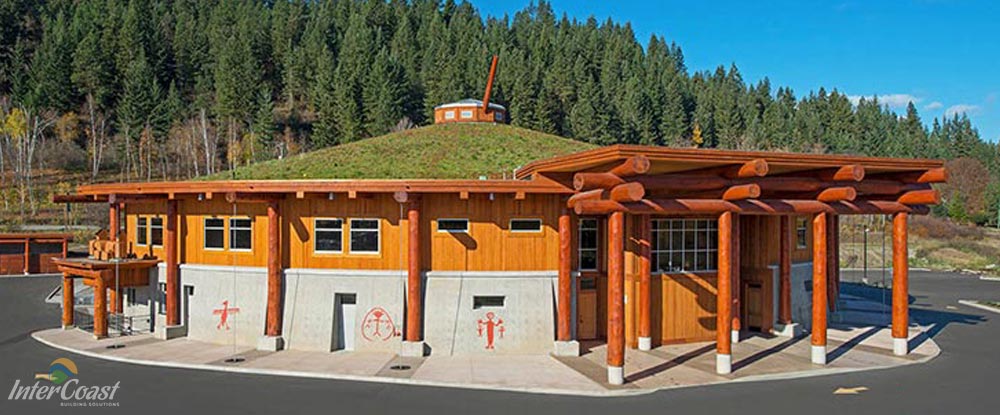 Splatsin First Nation Circular Community Center Perimeter Grade Beam is Insulated and Finished with Locally Manufactured Tech-Crete CFI in Enderby BC